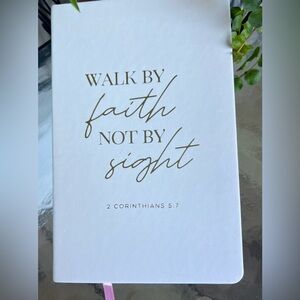 Walk by Faith Not by Sight 2 Corinthians 5:7 Lined Book Journal Pink Ribbon